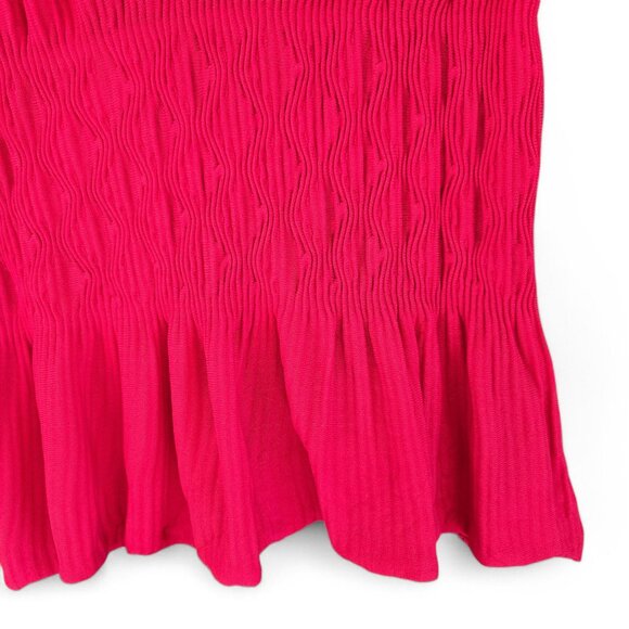 White House Black Market Womens Sleeveless Pink Textured Knit Top Peplum Medium - Picture 9 of 12